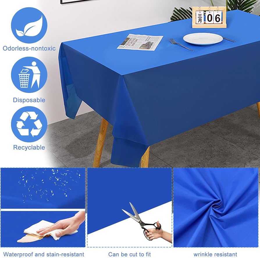 MANTEL DE PLASTICO 137X183CM AZUL MARINO