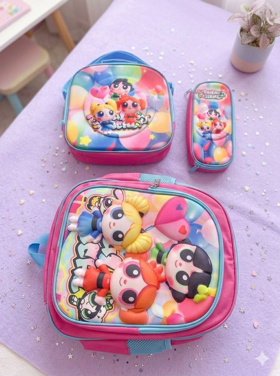 COMBO MOCHILA CON LUZ CHICAS SUPER P #933
