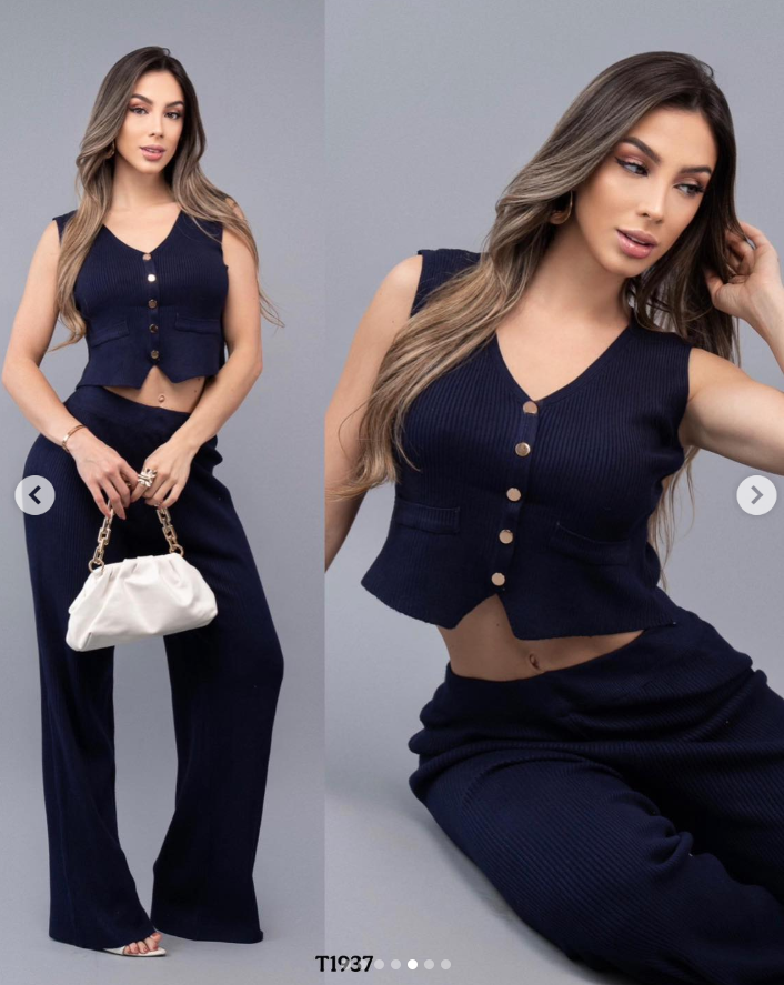 CONJUNTO BOMY PANTALON Y BLUSA AZUL MARINO M