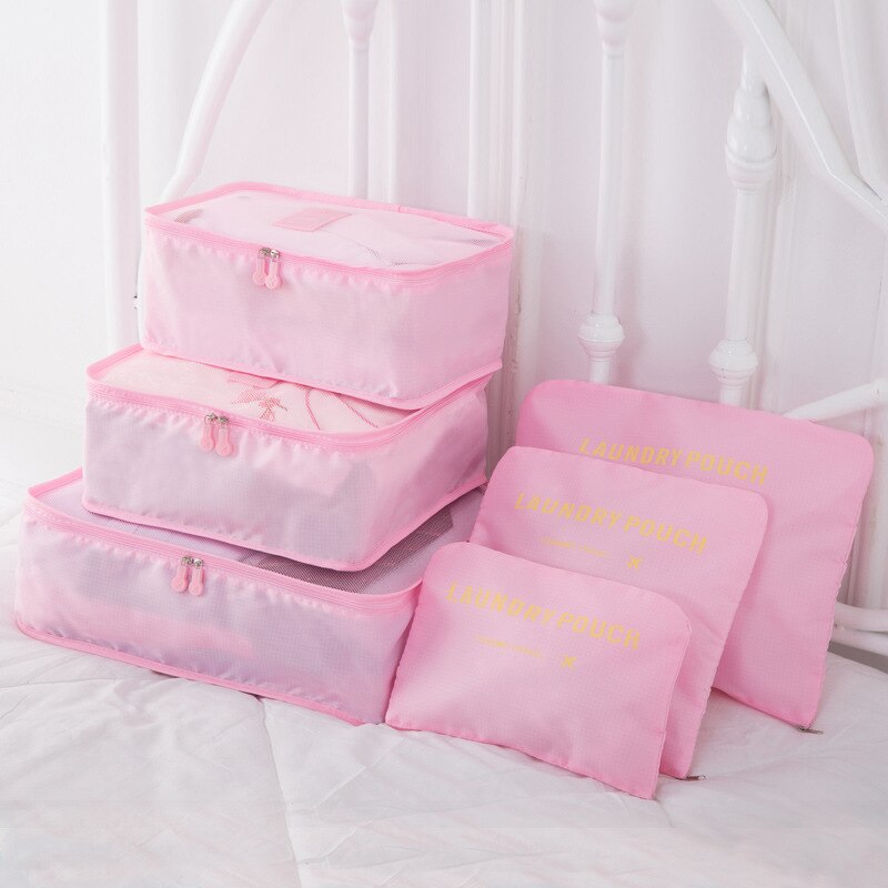 KIT BOLSA DE VIAJE 5 PIEZAS ROSA PASTEL