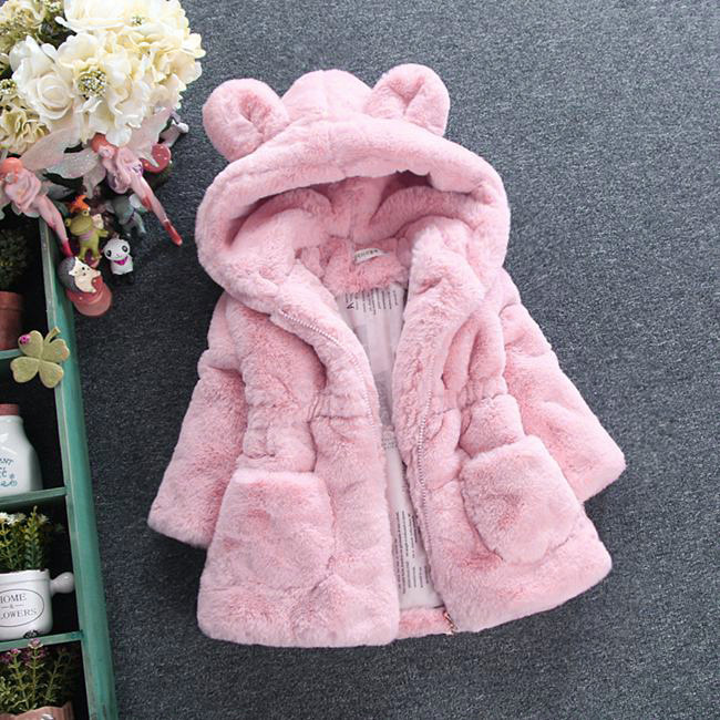 ABRIGO NIÑA CAPUCHA OREJITAS ROSA 4-5 (110)