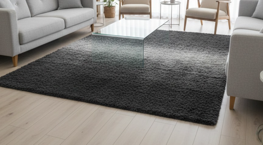 ALFOMBRA PELO ALTO TRICOLOR NEGRO 130X200