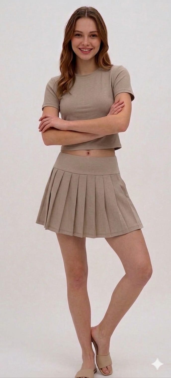 CONJUNTO FALDA Y TOP BEIGE