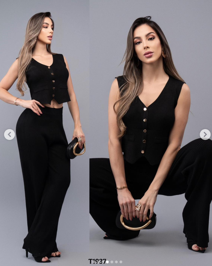 CONJUNTO BOMY PANTALON Y BLUSA NEGRO L