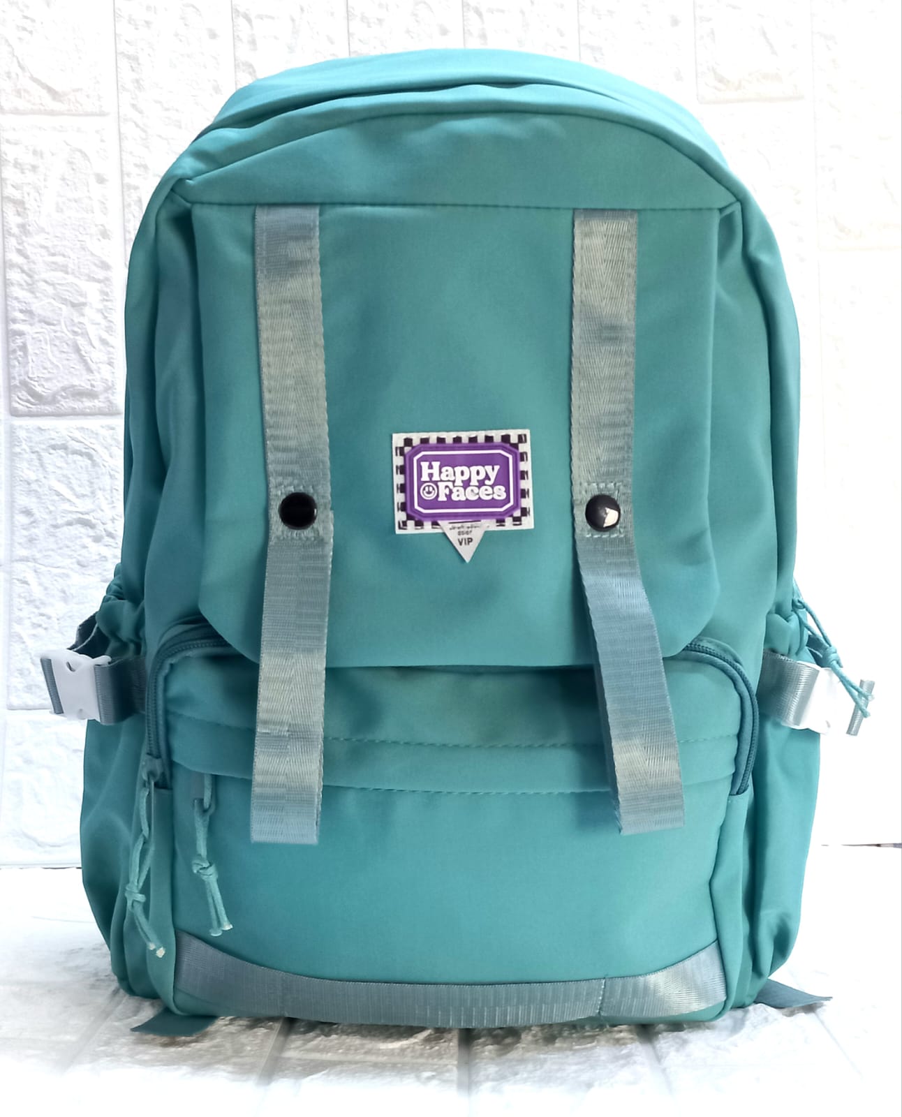 MOCHILA HAPPY FACES VERDE AQUA