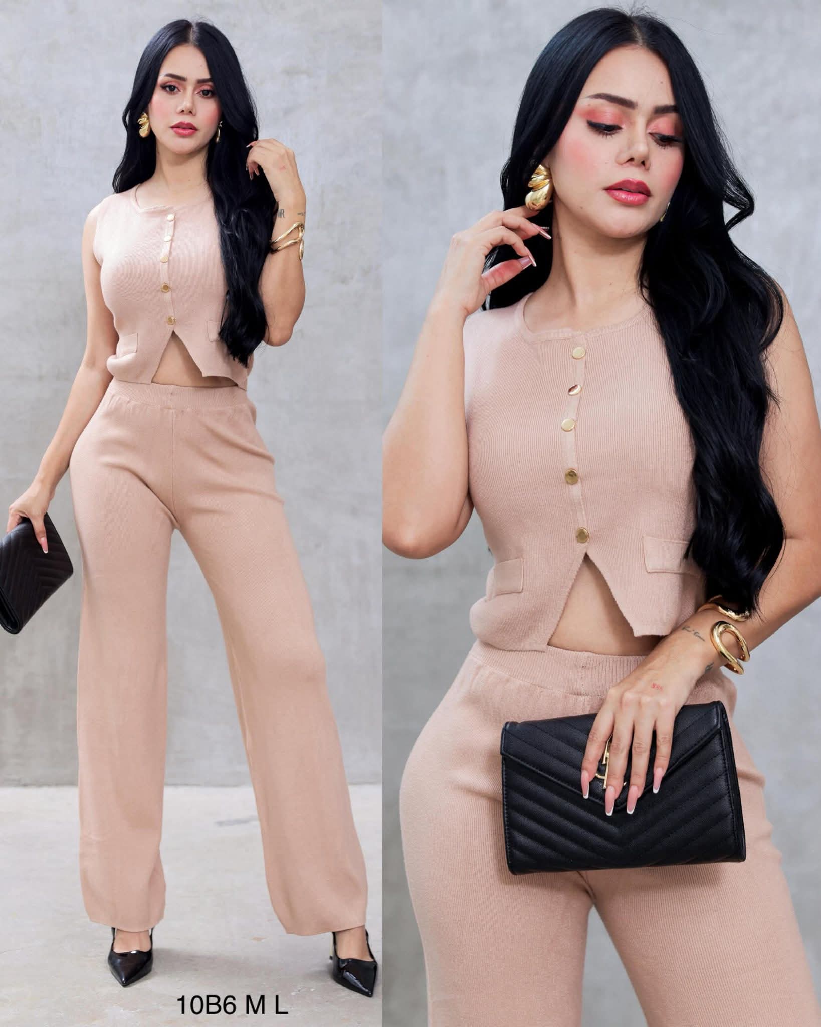 CONJUNTO BOMY PANTALON Y BLUSA BEIGE L