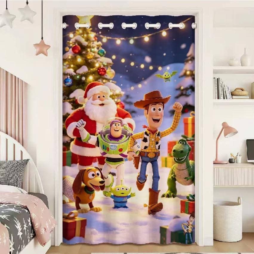 CORTINA NAVIDEÑA DECORACION PERSONAJES TOYS STORI