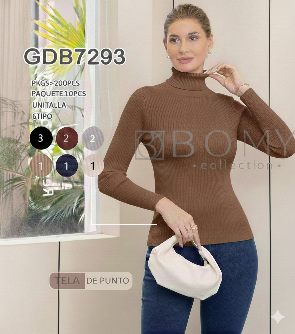 BLUSA BOMY MANGA LARGA CUELLO TORTUGA CAQUI